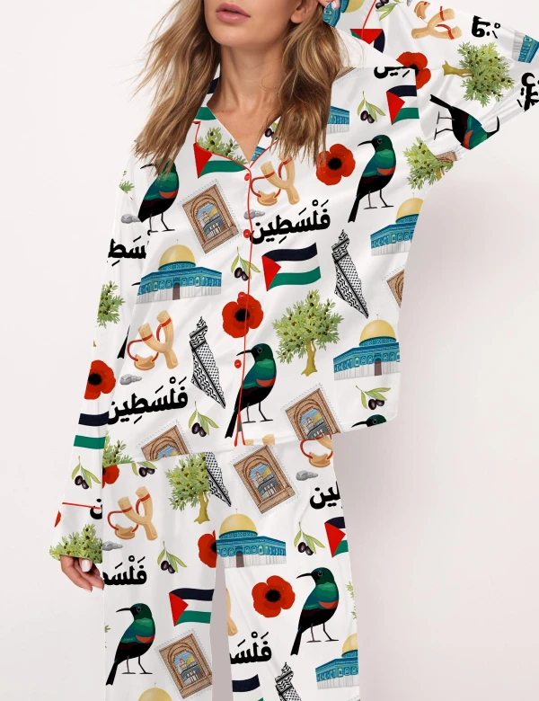 Palestine Satin Pajama Set For Women
