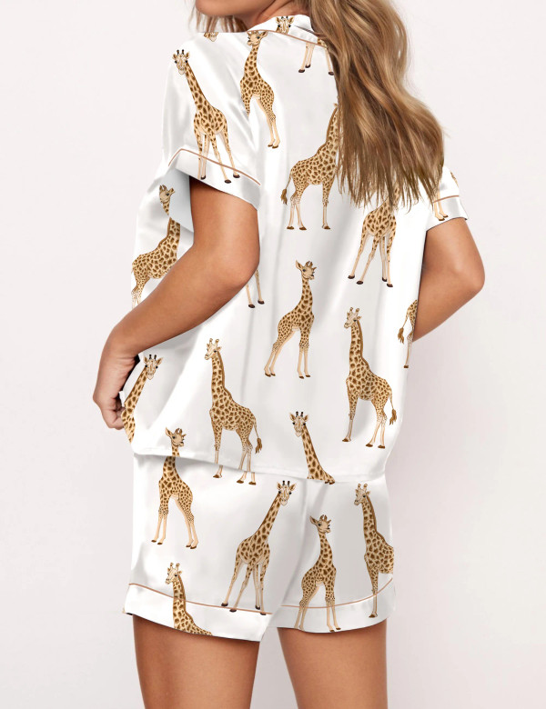 Giraffe Satin Pajama Set For Women