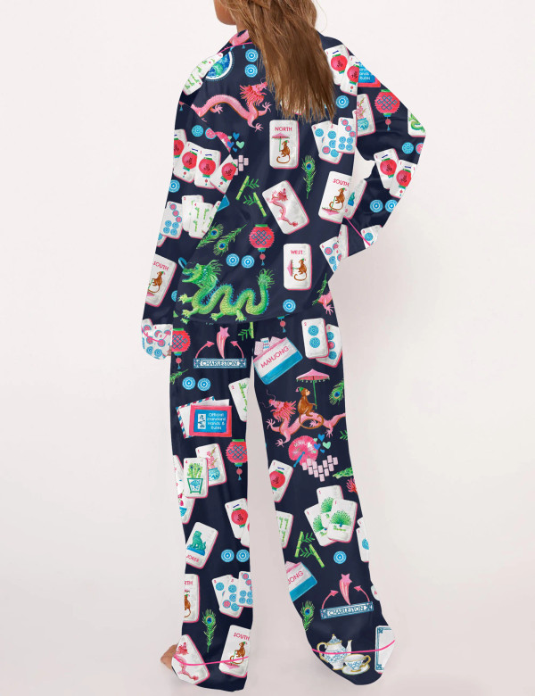 新品未開封パジャマムーン　じんまく　pajamamoon Chinoiserie Mahjong Silky Satin Pajama Set For Women