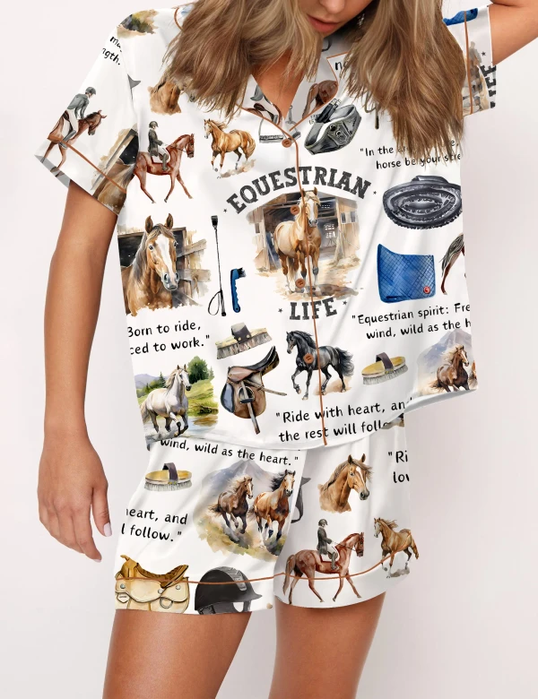 Equestrian Life Silky Satin Pajama Set For Women