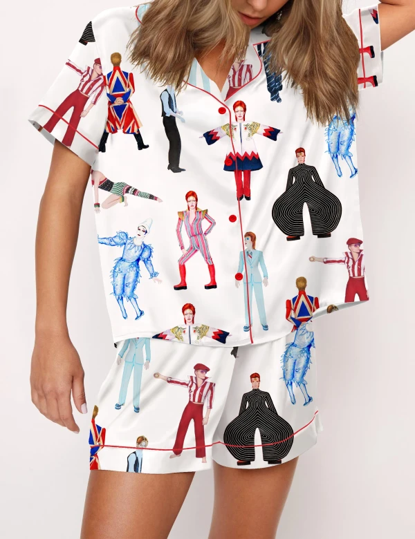 Rock Star Print Silky Satin Pajama Set For Women