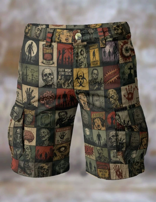 Monster Mash Retro Movie Horror Cargo Shorts