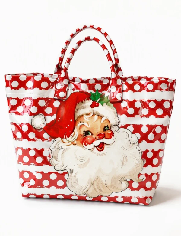 Striped Santa PVC Tote Bag