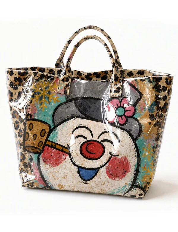 Leopard Snowman PVC Tote Bag