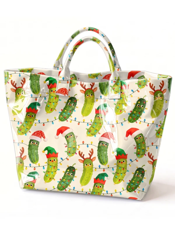 Funny Christmas Pickle  PVC Tote Bag