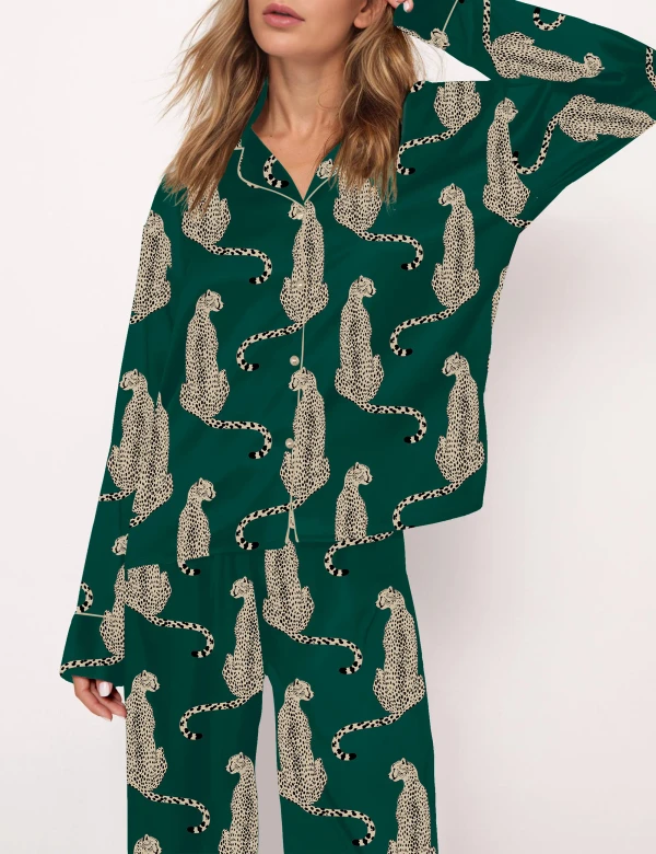 Cheetah Silky Satin Pajama Set For Women