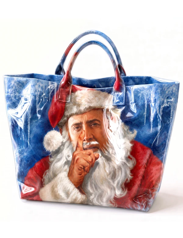 Funny Nicolas Santa Christmas PVC Tote Bag