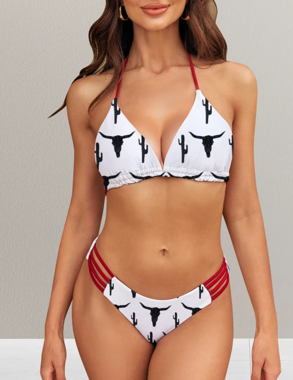 Cowgirl Style Halter Bikini Set For Women
