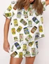  Vintage Canned Pickles Satin Pajama Set For Women 