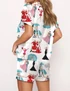  White Christmas Satin Pajama Set For Women 