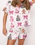  Coquette Pink Christmas Satin Pajama Set 