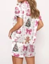  Coquette Pink Christmas Satin Pajama Set 