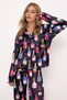 Watercolor Champagne Bottles Silky Satin Pajama Set For Women