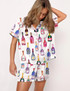 Watercolor Champagne Bottles Silky Satin Pajama Set For Women