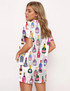 Watercolor Champagne Bottles Silky Satin Pajama Set For Women