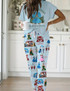  White Christmas Sisters Casual Pajama Set For Women 