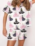  Wicked Print Satin Pajama Set For Women 