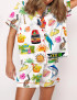 Key West Florida Travel Silky Satin Pajama Set For Women