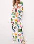Key West Florida Travel Silky Satin Pajama Set For Women