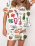 Hawaii Planner Satin Pajama Set For Women