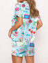Chinoiserie Mahjong Silky Satin Pajama Set For Women