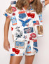 Independence Day Western Silky Satin Pajama Set For Women