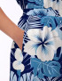 Blue Hawaiian Floral Silky Satin Pajama Set For Women