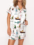 Shark Silky Satin Pajama Set For Women