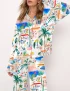 Italian Mediterranean Beach Silky Satin Pajama Set For Women