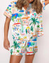 Italian Mediterranean Beach Silky Satin Pajama Set For Women