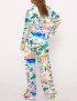 Italian Mediterranean Beach Silky Satin Pajama Set For Women