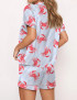 Crab Stripe Silky Satin Pajama Set For Women