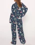 Flamingo Christmas Silky Satin Pajama Set For Women