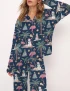 Flamingo Christmas Silky Satin Pajama Set For Women