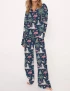 Flamingo Christmas Silky Satin Pajama Set For Women