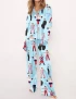 Rock Star Print Silky Satin Pajama Set For Women