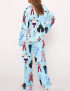 Rock Star Print Silky Satin Pajama Set For Women