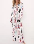 Rock Star Print Silky Satin Pajama Set For Women