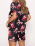 Pepper Drink Pink Coquette Bow Silky Satin Pajama Set For Women