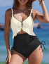 Tummy Control Color Block One Piece Swimsuit For Women