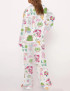 Chinoiserie Tennis Silky Satin Pajama Set For Women