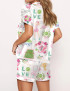 Chinoiserie Tennis Silky Satin Pajama Set For Women