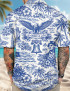 America 250th Anniversary Toile De Jouy Style Patriotic Haiwaiian Shirt For Men