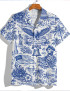 America 250th Anniversary Toile De Jouy Style Patriotic Haiwaiian Shirt For Men
