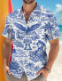 America 250th Anniversary Toile De Jouy Style Patriotic Haiwaiian Shirt For Men