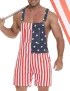 America 250th Anniversary Flag Printed Overalls Shorts Romper For Men