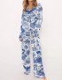 America 250 Chinoiserie Style Silky Satin Pajama Set For Women