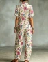 Ocean Art Button Shirt Jumpsuit For Women