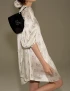 Diamond Poodles Print Silk Puff Sleeve Dress