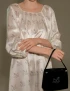 Diamond Poodles Print Silk Puff Sleeve Dress